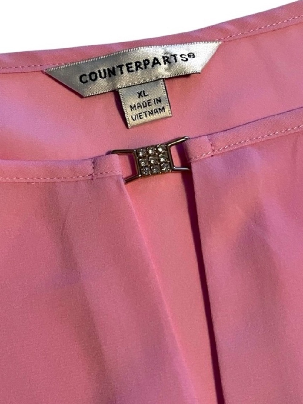 Counterparts Pink Flutter‑Sleeve Blouse Keyhole Detail XL New - Picture 6 of 13